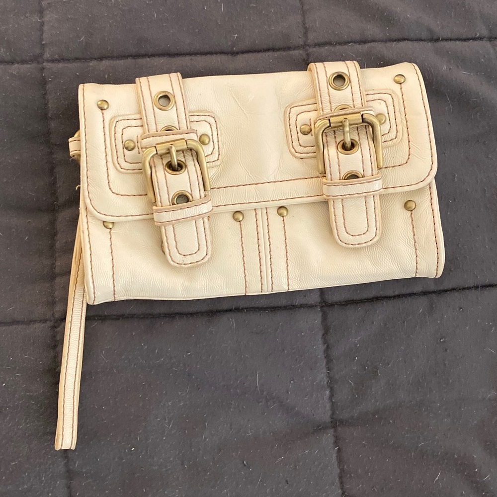 Cute rustic double buckle wristlet clutch